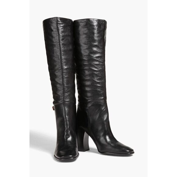 TORY BURCH Buckled pebbled-leather boots brown size 9 - Picture 2 of 11